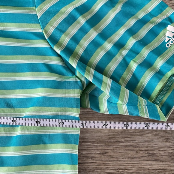 Adidas‎ ClimaCool Green Blue Short Sleeve Polo Shirt Mens Size L - Picture 3 of 6